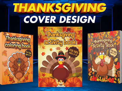 Thanksgiving Kids Book Cover Design activity book cover amazon kdp book cover book cover design graphic design kids book cover design thanksgiving book cover
