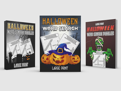 Halloween Word Search Puzzles Book Cover Design activity book cover amazon kdp book cover book cover design graphic design halloween book cover word search book cover