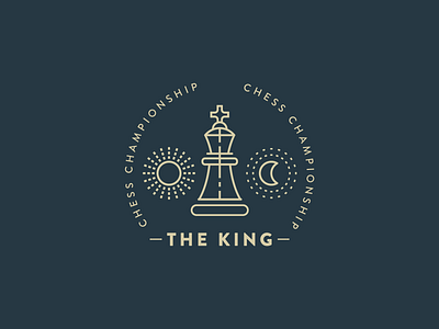 King Chess badge chess king line logo logo moon sun