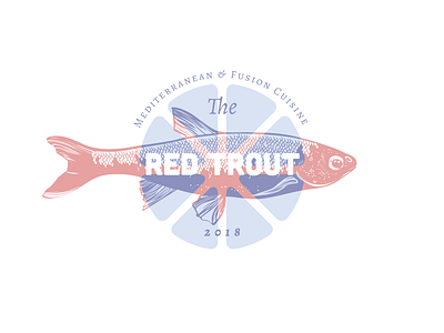 The Red Trout fish illustration logo overprint restaurant restaurant logo retro trout vintage