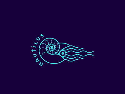 Nautilus Shell logo adobe adobe illustrator blue logo fibonacci line logo logo marine nature logo nautilus shell vector