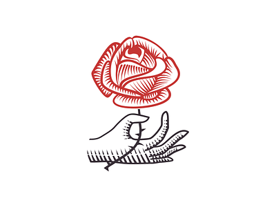 Hand and Rose logo adobe adobe illustrator branding engraving flower flower logo line art logo logo rose tattoo vector vintage