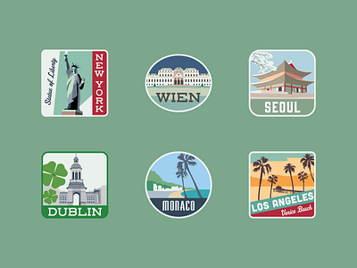 Travel Stickers adobe adobe illustrator city dublin illustration los angeles monaco new york new york city ny seoul tourism travel vector vintage wien