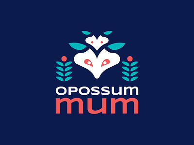 Opossum Mum adobe illustrator animal branding design geometric illustration logo love minimalist mother mum opossum raccoon vector vintage