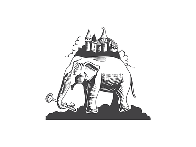 Castle Elephant adobe illustrator animal logo castle key detailed elephant engraving illustration logo magic vector vintage