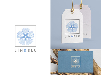 Lin & Blu logo and brand flower geometric logo minimalist vector