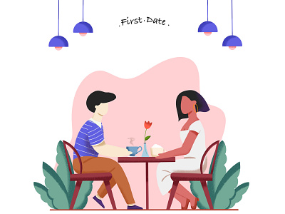 First Date boyfriend cafe coffee cup data visualization date dating debut shot design first date girlfriend graphics hot chocolate illustration illustrations illustrator procreate vector