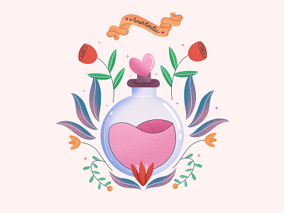 Amortentia Potion amortentia debut shot design floral girl illustration graphicdesign graphics harry potter harrypotter harryvector illustrations illustrator love love potion potions vector witchcraft