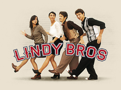 Lindy Bros lindy hop logo retro swing typography vintage