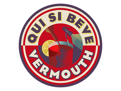 Vermouth sticker futurism illustration retro vector vermouth vintage wine