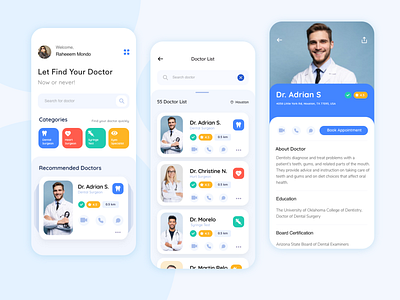 I need a Doctors application ui design doctors finding mobile app user inteface