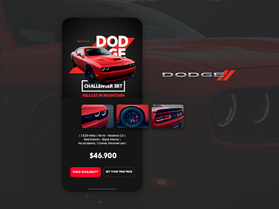 Dodge Hellcat application car design ecommerce exploration mobile app user inteface