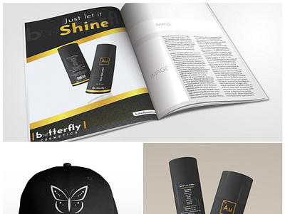 Butterfly cosmetics brand products branding design graphic design illustration