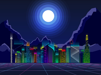 Night City scene illustration digital art illustration vector