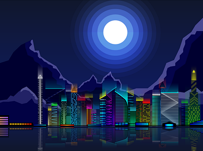 Night City Illustration design digital art illustration vector