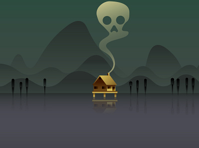 Spooky Swamp House Illustration digital art illustration vector