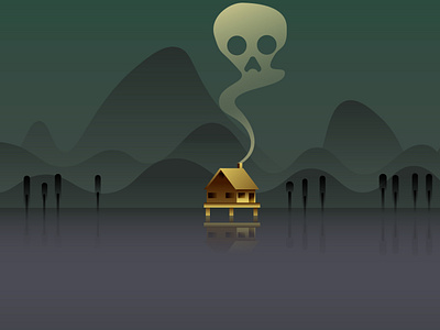 Spooky Swamp House Illustration