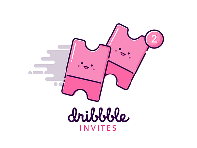 2 Dribbble Invites design draft dribbble giveaway invitation invites player ticket vector