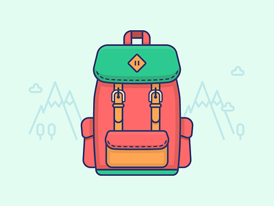 Backpack backpack bag camping hiking icon iconography illustration outline travel vector