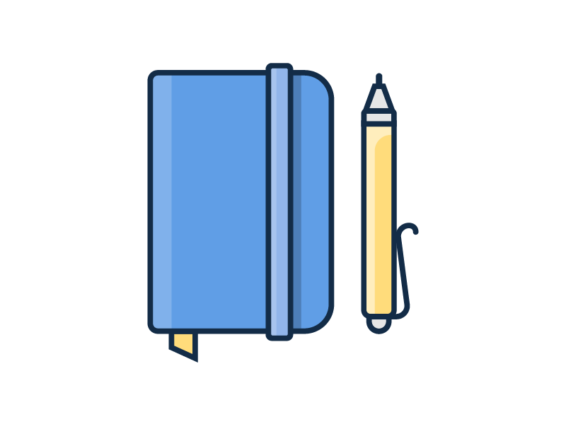 Notebook sketchpad sketchbook pencil pen sketch notebook icon illustration vector outline iconography