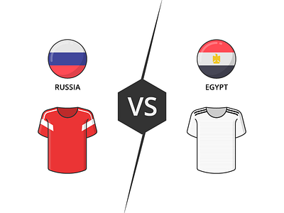 Russia vs Egypt flag football icon iconography illustration jersey match outline soccer team vector worldcup