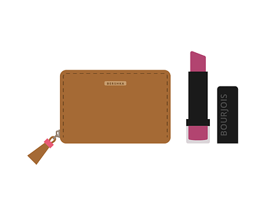 Wallet and Lipstick bag fashion flat icon iconography illustration lipstick makeup vector wallet woman