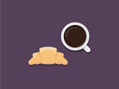 Coffe and croissant bakery breakfast coffee croissant flat icon iconography illustration vector
