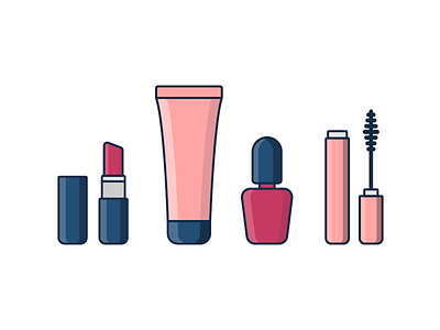 Makeup beauty cosmetics cream icons illustration lipstick makeup mascara nail outline vector