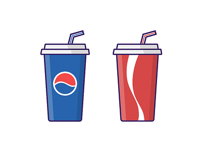 Pepsi vs Coke cocacola icon iconography illustration outline pepsi soda softdrink vector