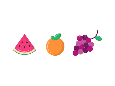 Fruits flat fruit grapes icon iconography illustration orange summer vector watermelon