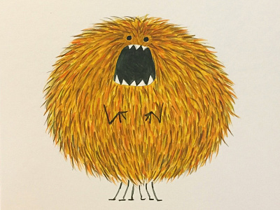 Poofy critter cute monster orange poofy watercolor