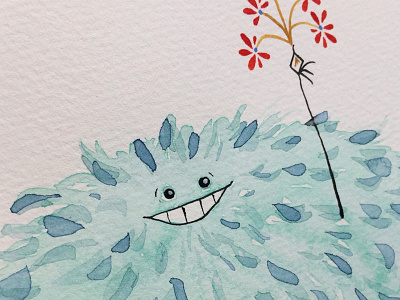 Poofy Frawna 800x600 blue critter monster poofy watercolor