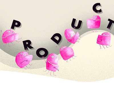 Product blog critters illustration pink watercolor work in progress