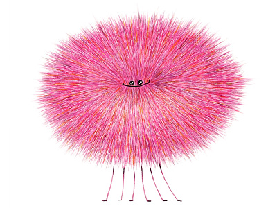 Poofy Zuzzy art critter illustration monster pink poofy watercolor