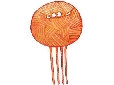 Poofy Orange Yarn illustration orange poofy watercolor