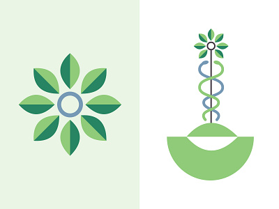 Logo Elements blue desisn flower green icon logo