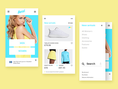 New Barcé App app clean fashion ios mobile prototyping shop ui women