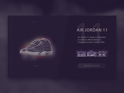 Air Jordan 11 — Shop Card Interface clean design nike nike store page product shopping ui uidesign ux web webdesign