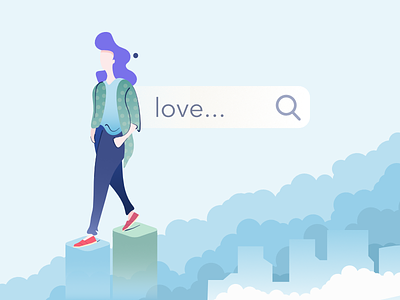 Search the love above the clouds illustration love search