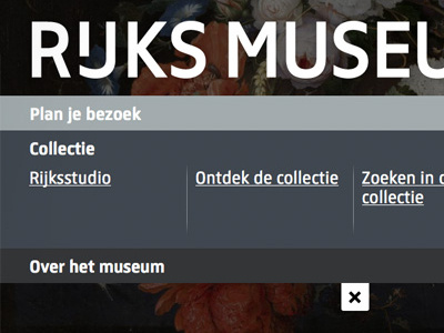 Rijksmuseum website amsterdam menu museum navigation rijksmuseum ui webdesign