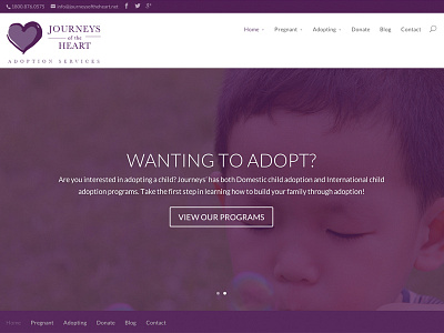 Journeys Adoption Website adoption cms minimal non profit purple responsive web design website