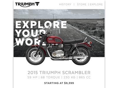 Triumph Motorcycles Landing Page Mock interface landing page mockup product product design product page type web design wireframe