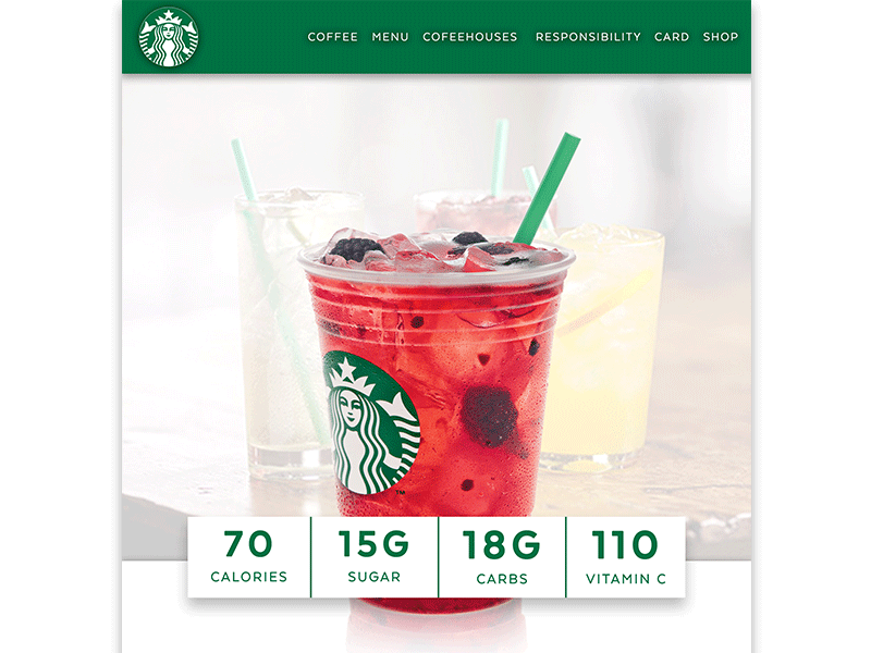 Starbucks Product Mock coffee green nutrition product page starbucks tea web web design