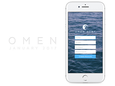 Omen Surf | Create Account adobexd app concept creative dailyui dashboard ios login mobile sign in ui xd