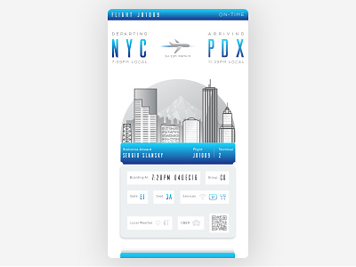 InFlight | Mobile Boarding Pass airline boarding pass creative dailyui exploration fun ios ticket travel ui ux