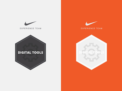 Nike Experience Team | Digital Tools badge branding dailyui gear icon identity logo nike orange spec ui ux