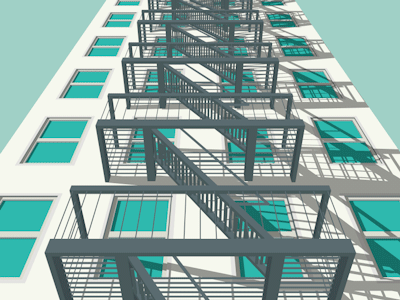Up - Flat 3D 3d animation building c4d design flat gif loop motion new york stairs window