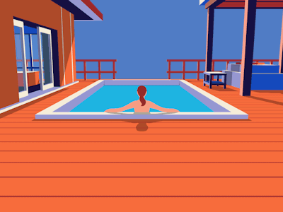 Silence - Flat 3D 3d animated animation c4d design flat gif loop motion pool summer tranquility