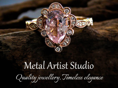 9ct Rose Gold and Pear Morganite Stone Ring branding custom jewelry design engagement rings jewelry maker local
