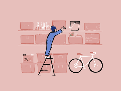 Organized bike blue boxes clean containers drawing garage illustration ladder order organize planned plant red shed spring cleaning storage structured